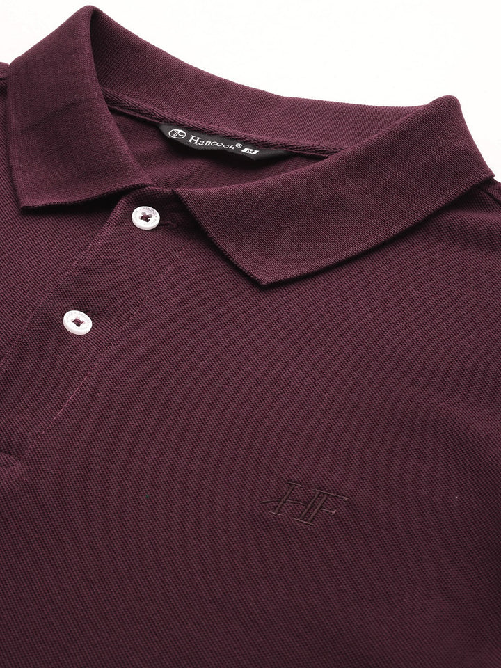 Men Burgundy Solid Pure Cotton Relaxed T-Shirt