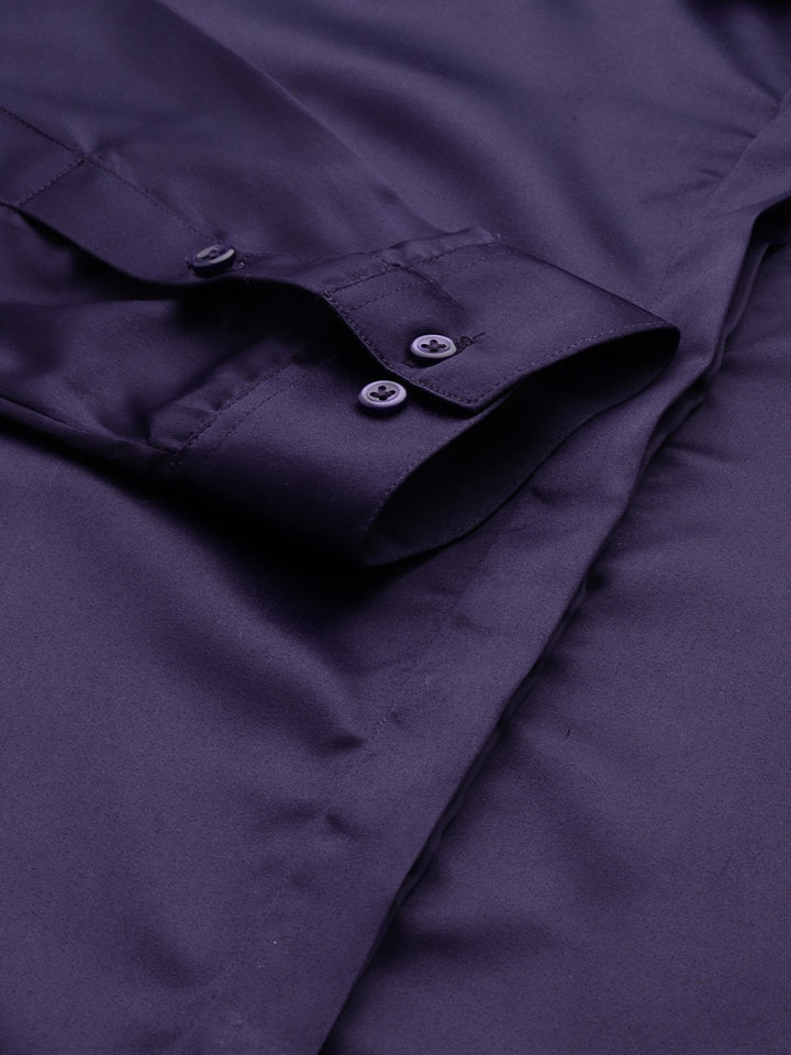 Women Purple Solid Satin Formal Shirt