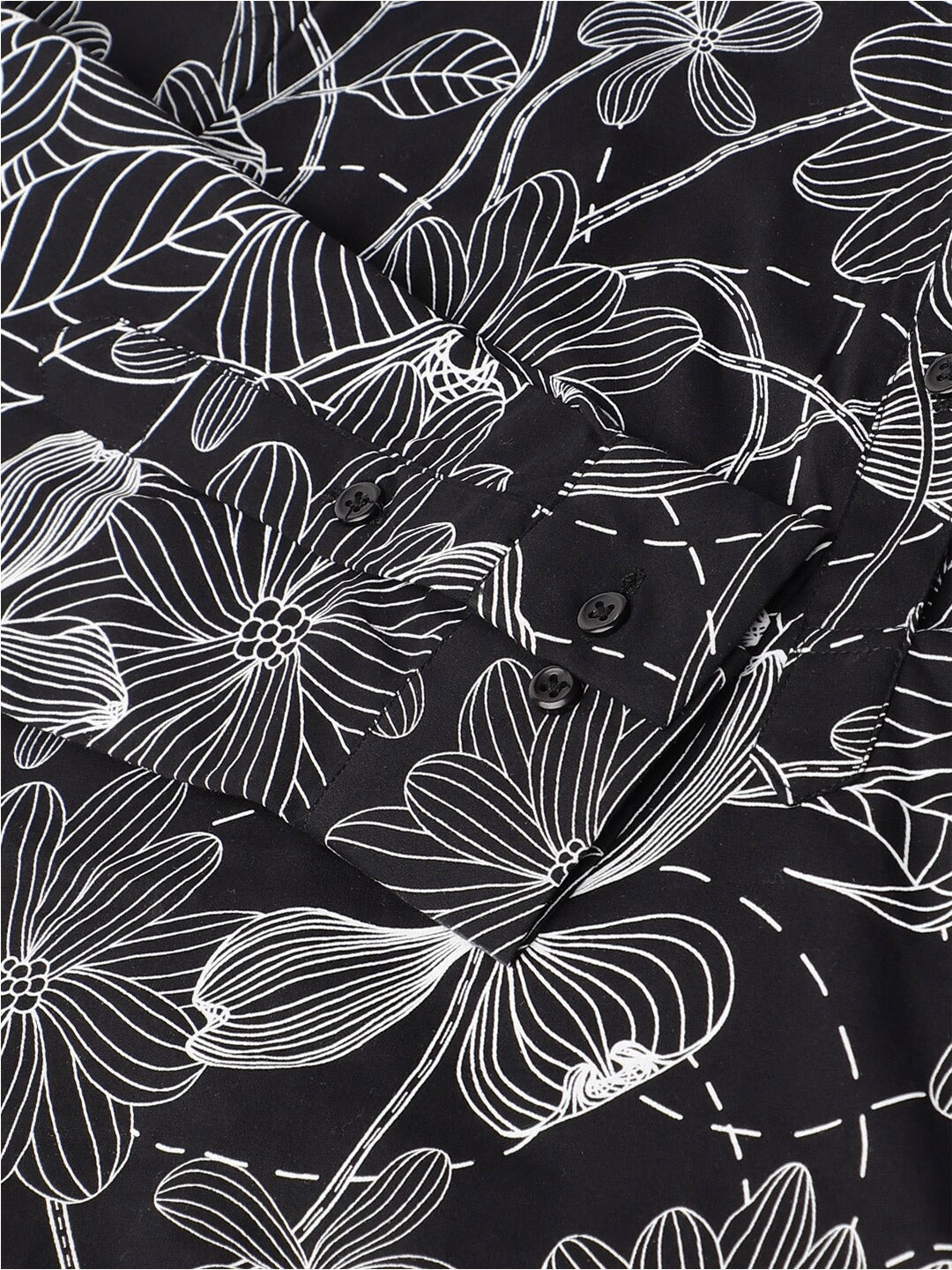 Women Black Floral Printed Pure Cotton Long sleeve Regular Fit Formal