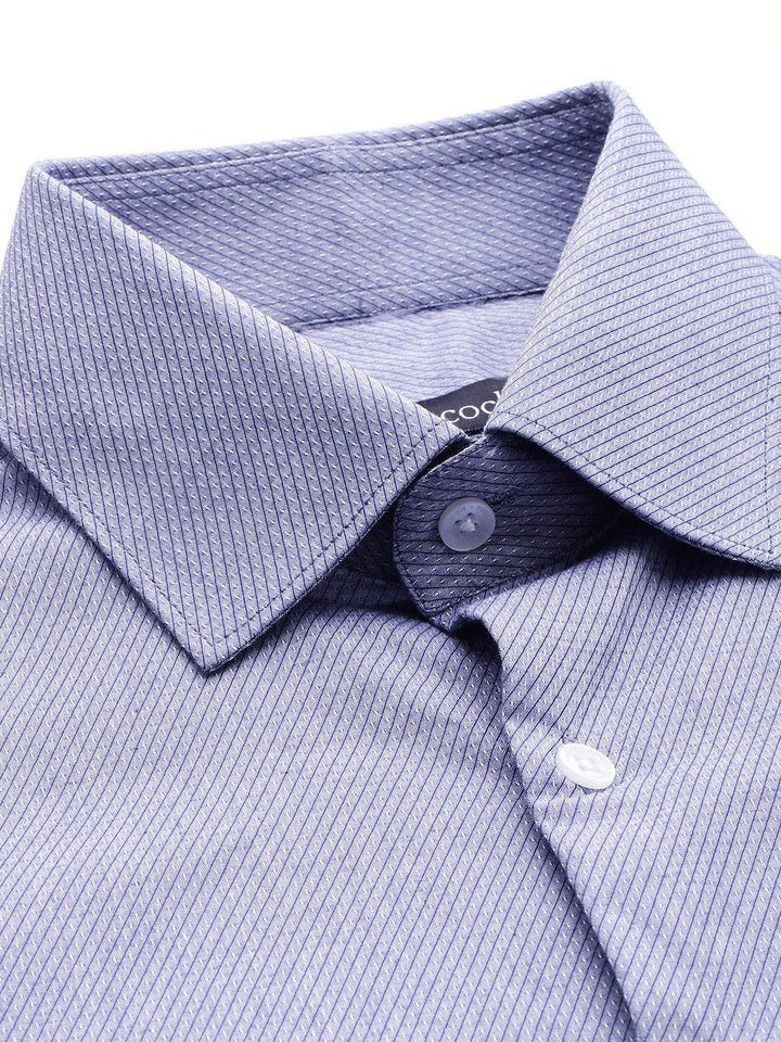 Men Blue Solid Pure Cotton Slim Fit Formal Shirt