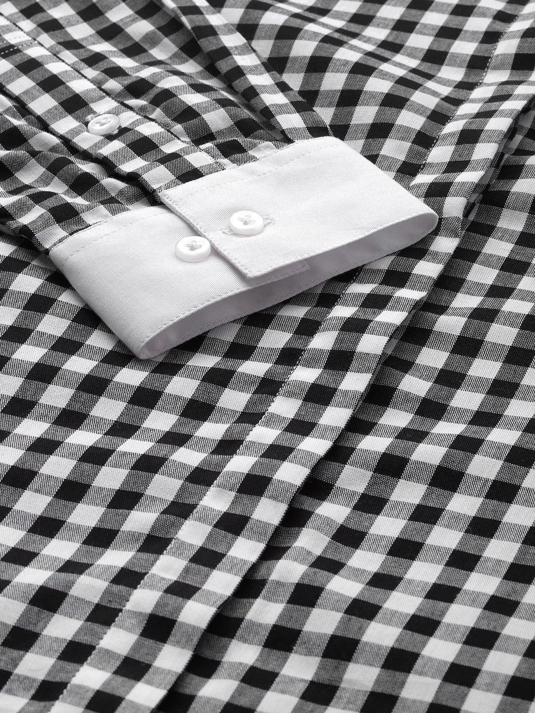 Women White & Black Gingham Checks Pure Cotton Bankers Formal Shirt