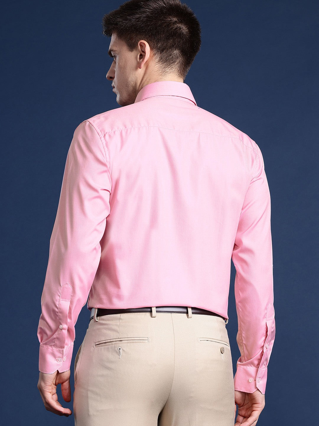 Men Pink Solid Pure Cotton Slim Fit Formal Shirt