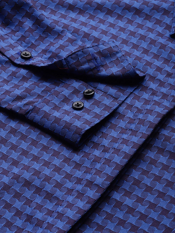 Women Blue Checks Pure Cotton Formal Shirt