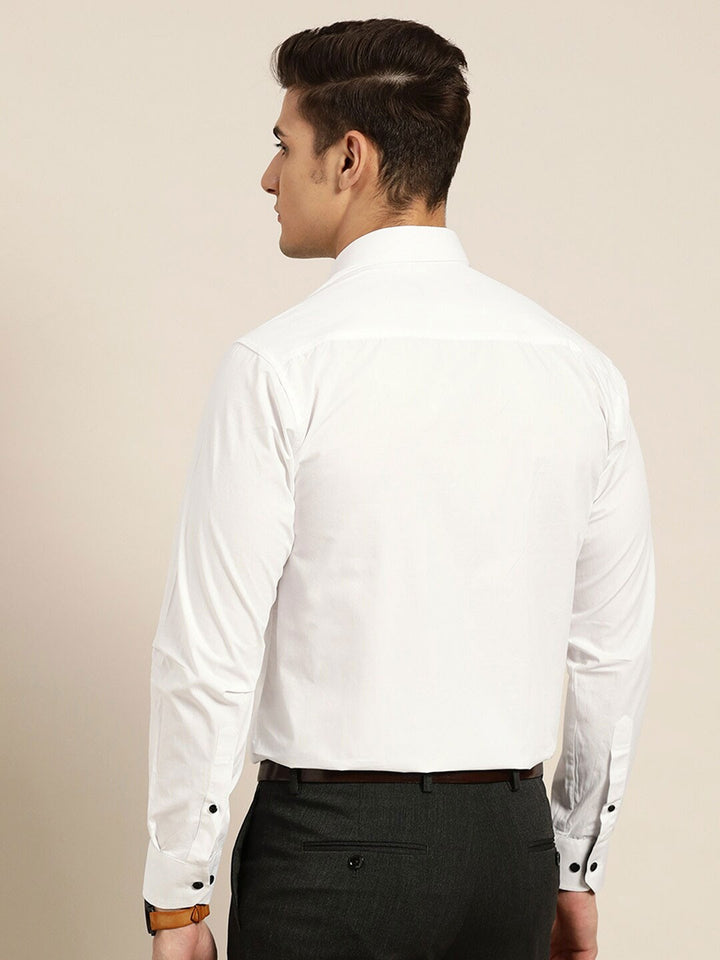 Men White Solid Pure Cotton Regular Fit Formal Shirt