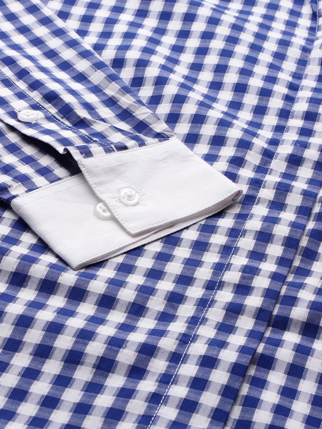 Women White & Blue Gingham Checks Pure Cotton Bankers Formal Shirt