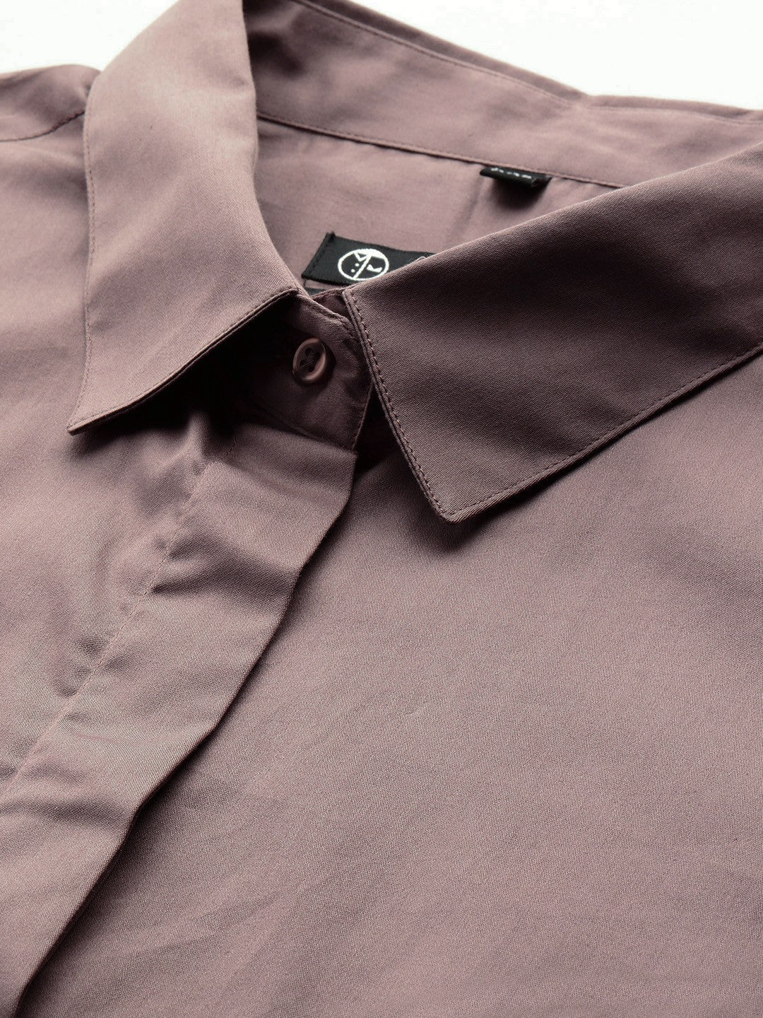 Women Dusty Mauve Solid Pure Cotton Satin Plus Size Formal Shirt