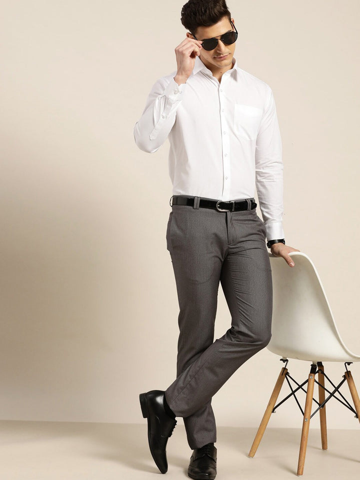 Men White Solid Pure Cotton Plus size Formal Shirt