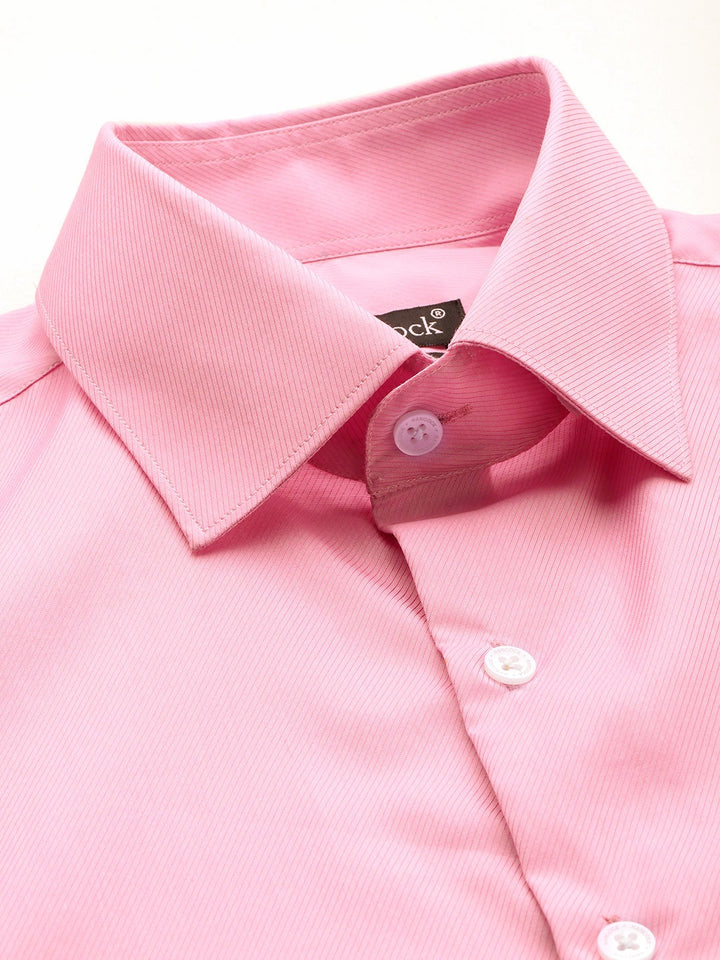 Men Pink Solid Pure Cotton Slim Fit Formal Shirt