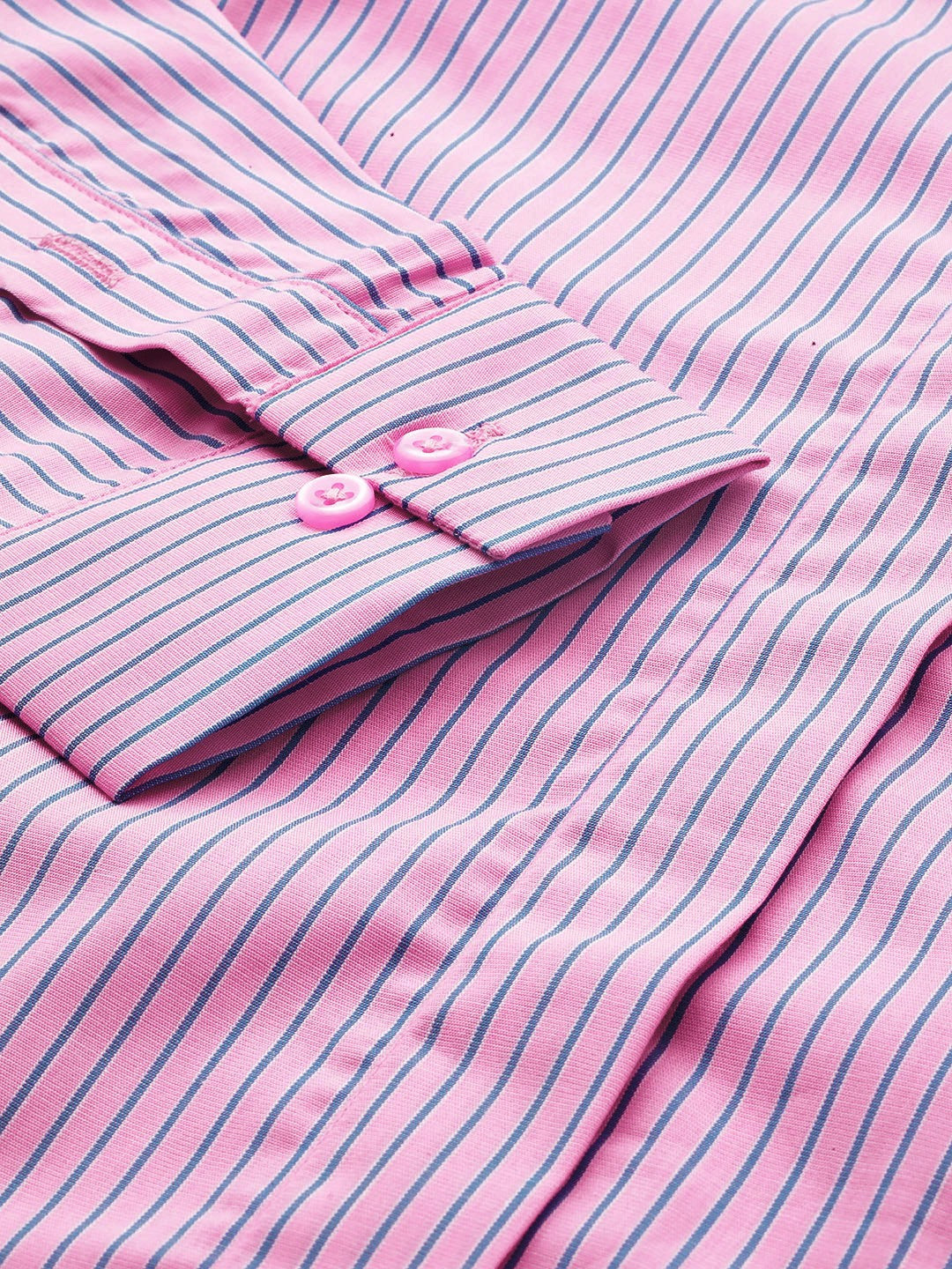 Women Pink Stripes Pure Cotton Formal Shirt