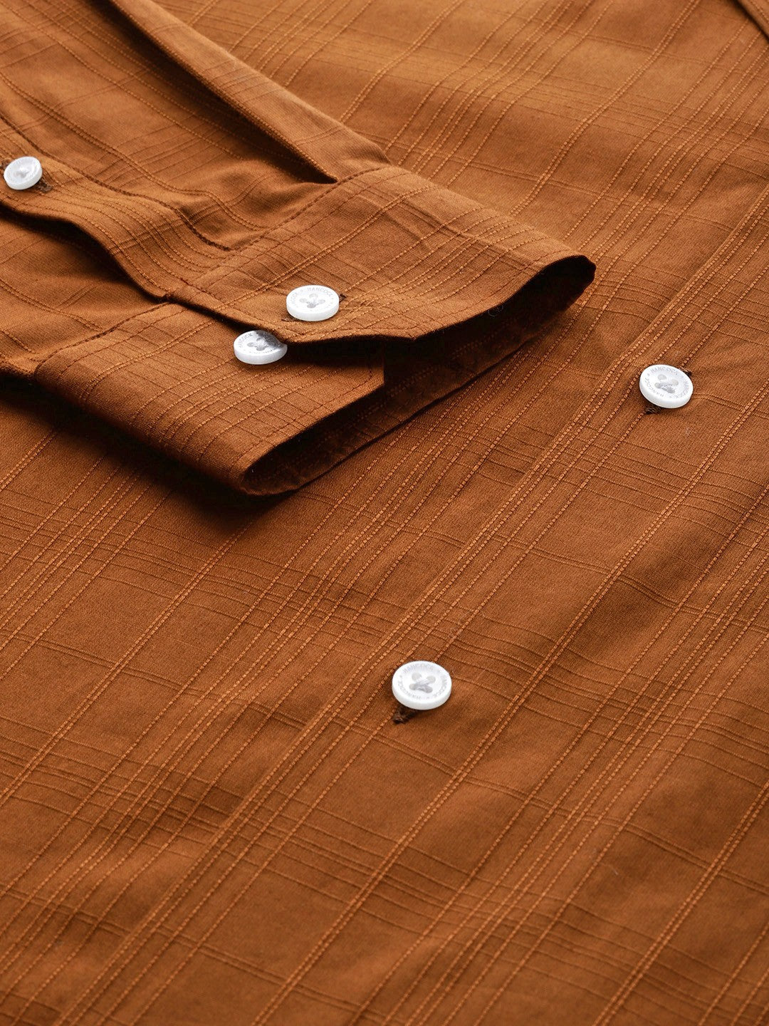 Men Brown Solid Pure Cotton Relaxed Fit Formal Shirt