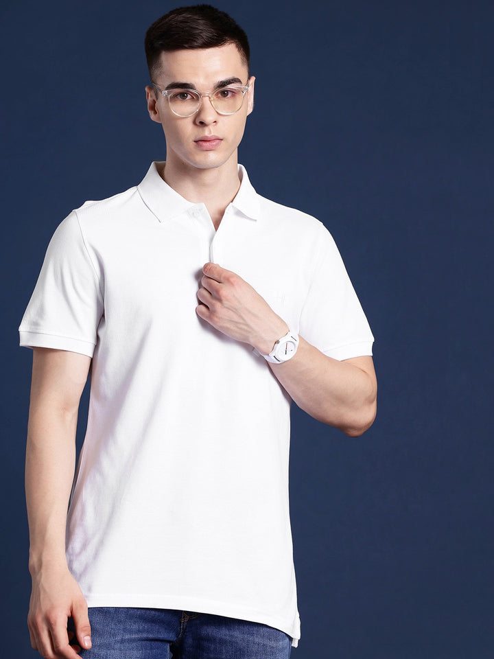 Men White Solid Pure Cotton Relaxed Fit T-Shirt