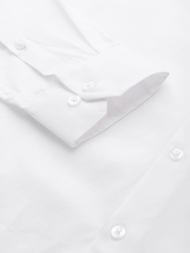 Men White Solid Pure Cotton Regular Fit Formal Shirt