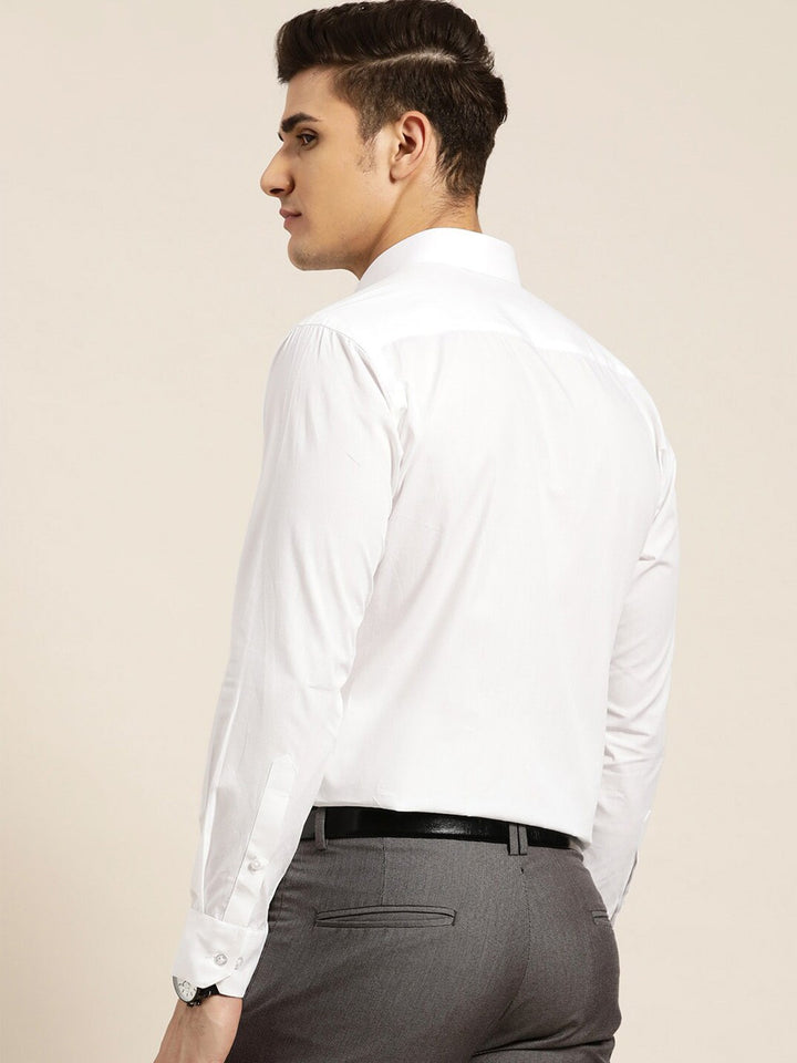 Men White Solid Pure Cotton Plus size Formal Shirt