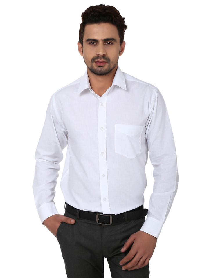 Men white Solid Cotton Rich Slim Fit Formal Shirt