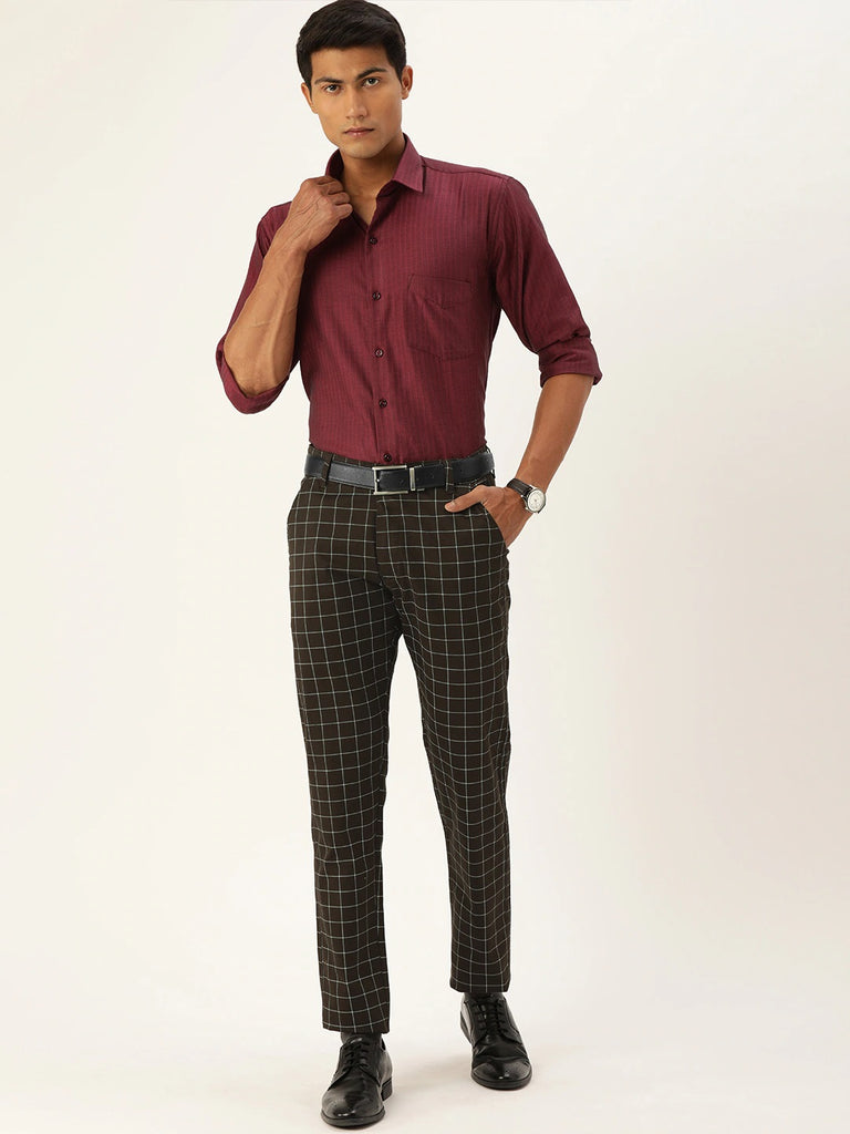 Men Grey Smart Slim Fit Solid Formal Trousers  ManQ