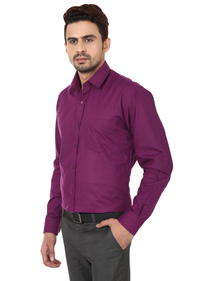 Men purple Solids Cotton Rich Slim Fit Formal Shirt