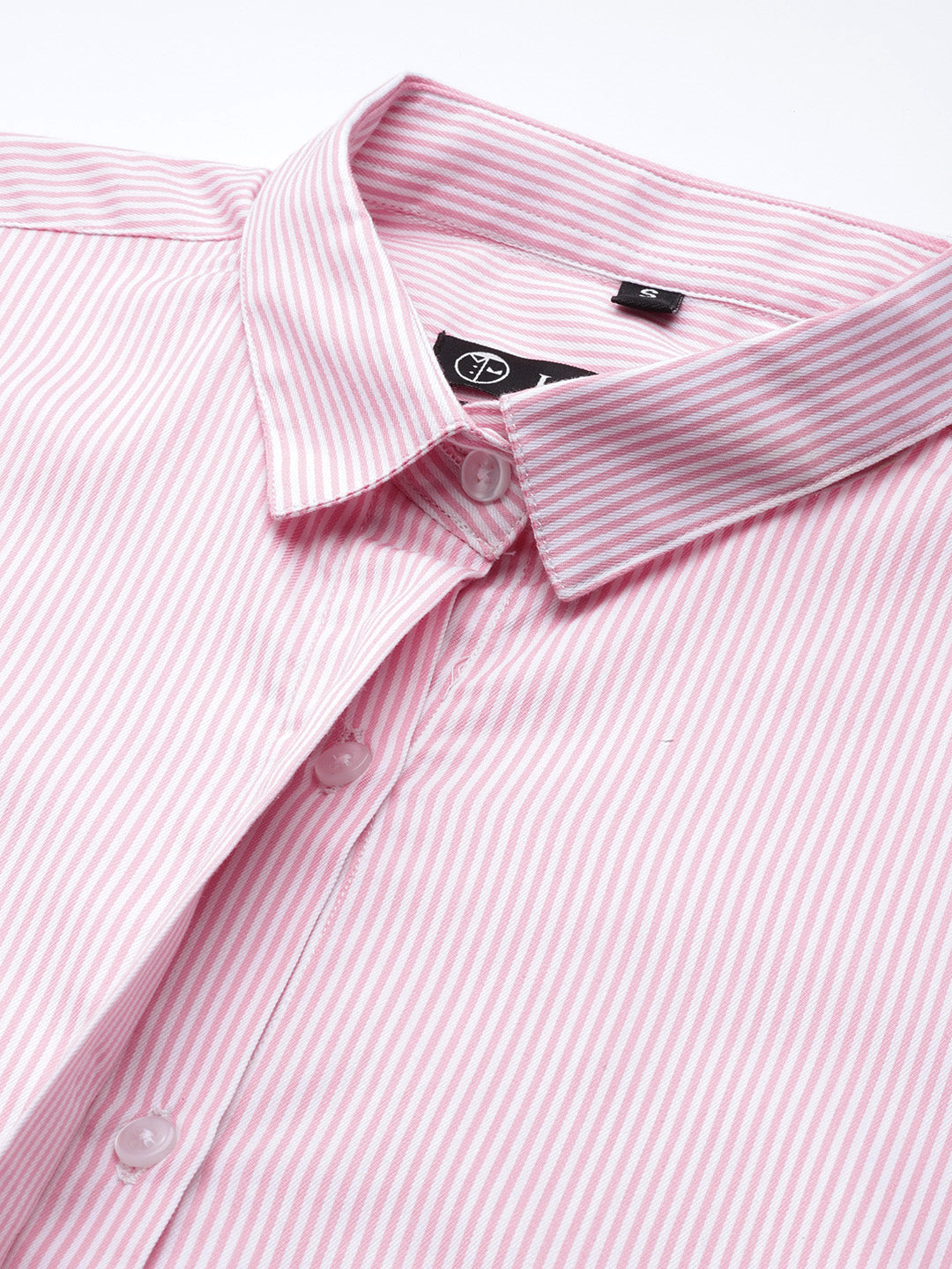 Women Pink Striped Pure Cotton Regular Fit Formal Shirt