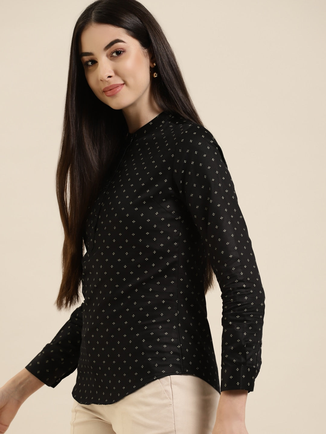 Satin polka-dot blouse - Women