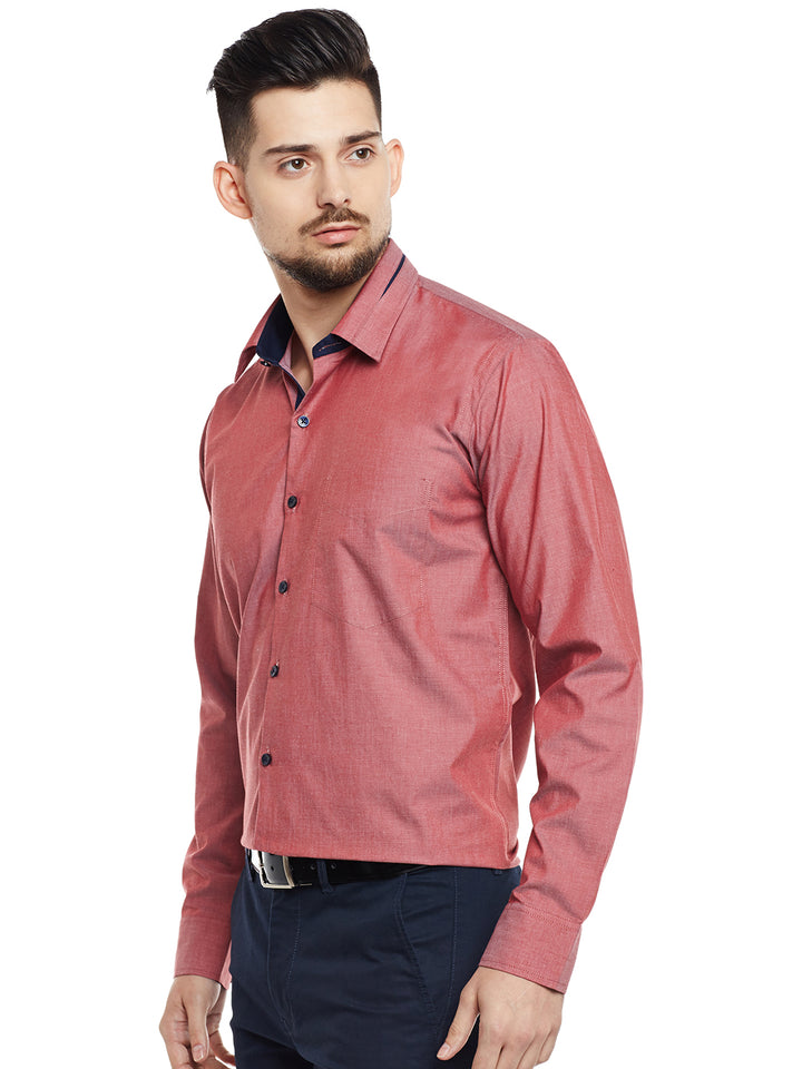 Men Red Solid Pure Cotton Pure Cotton Slim Fit Formal Shirt