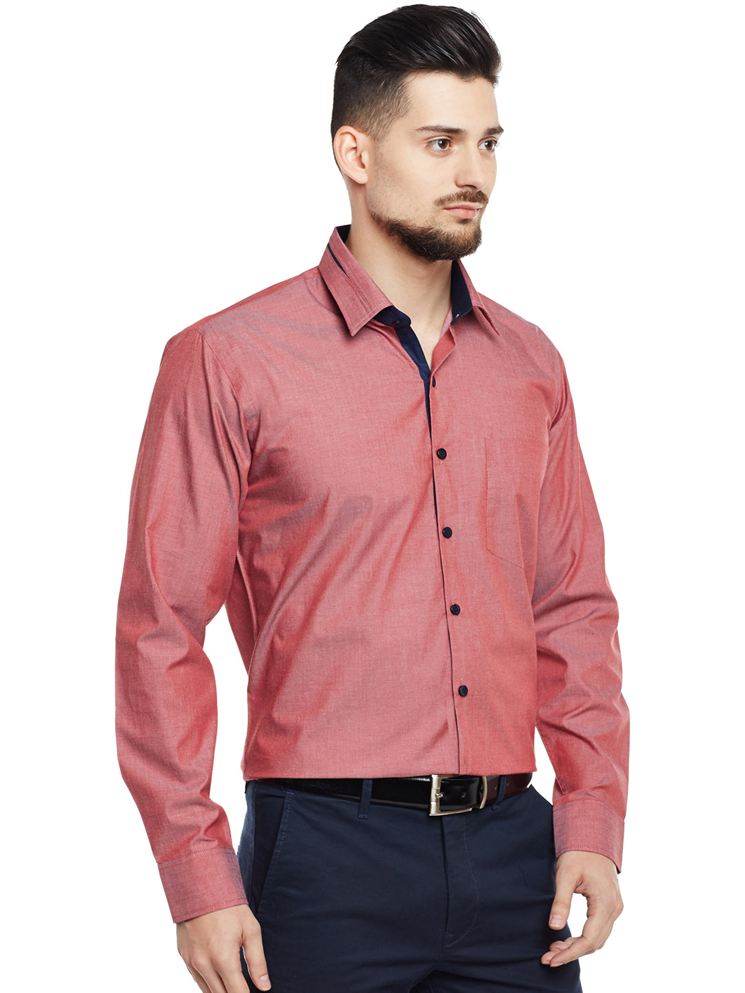 Men Red Solid Pure Cotton Pure Cotton Slim Fit Formal Shirt