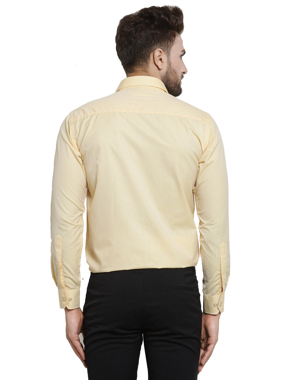 Men Yellow Solid Slim Fit Pure Cotton Formal Shirt