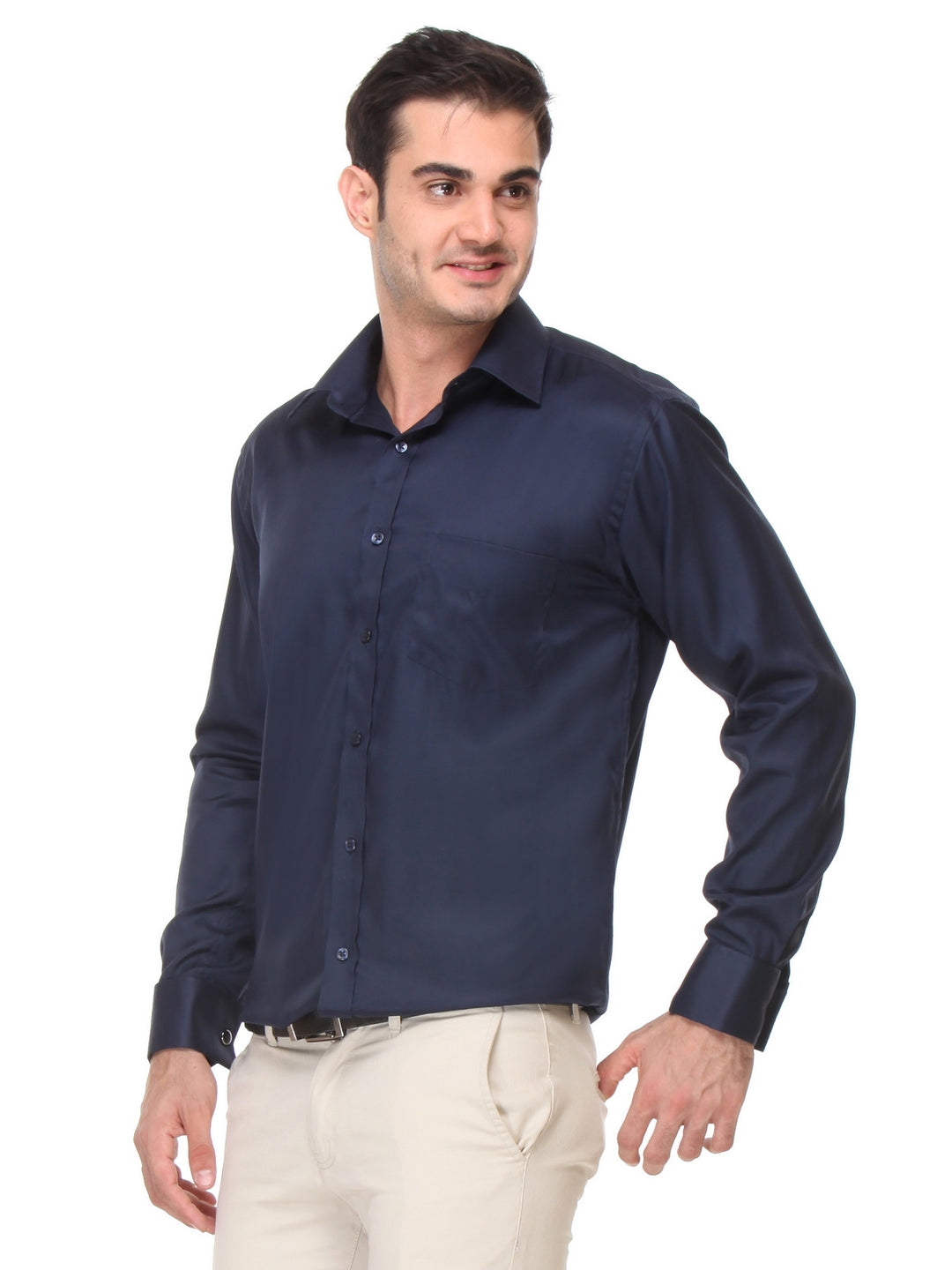 navy double cuff shirt