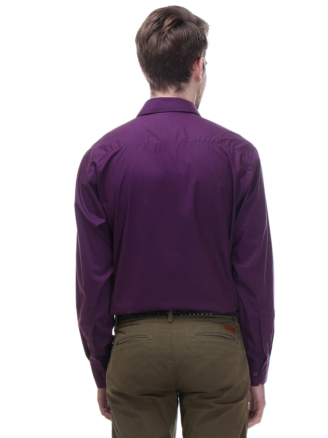 Men Purple Regular Fit Solid Pure Cotton Formal Shirt