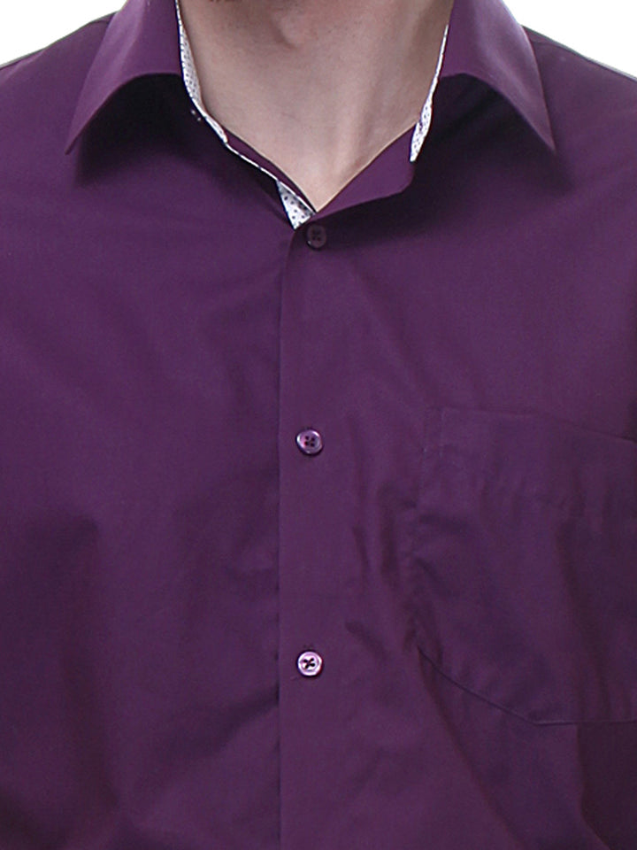 Men Purple Regular Fit Solid Pure Cotton Formal Shirt