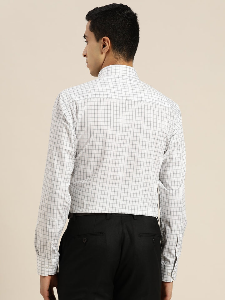 Men White Checked Pure Cotton Slim Fit Formal Shirt