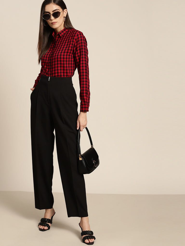 Women S Black and White Gingham High Waisted Pants Outfit for Wholesale   China Fashion Pants and Pants price  MadeinChinacom