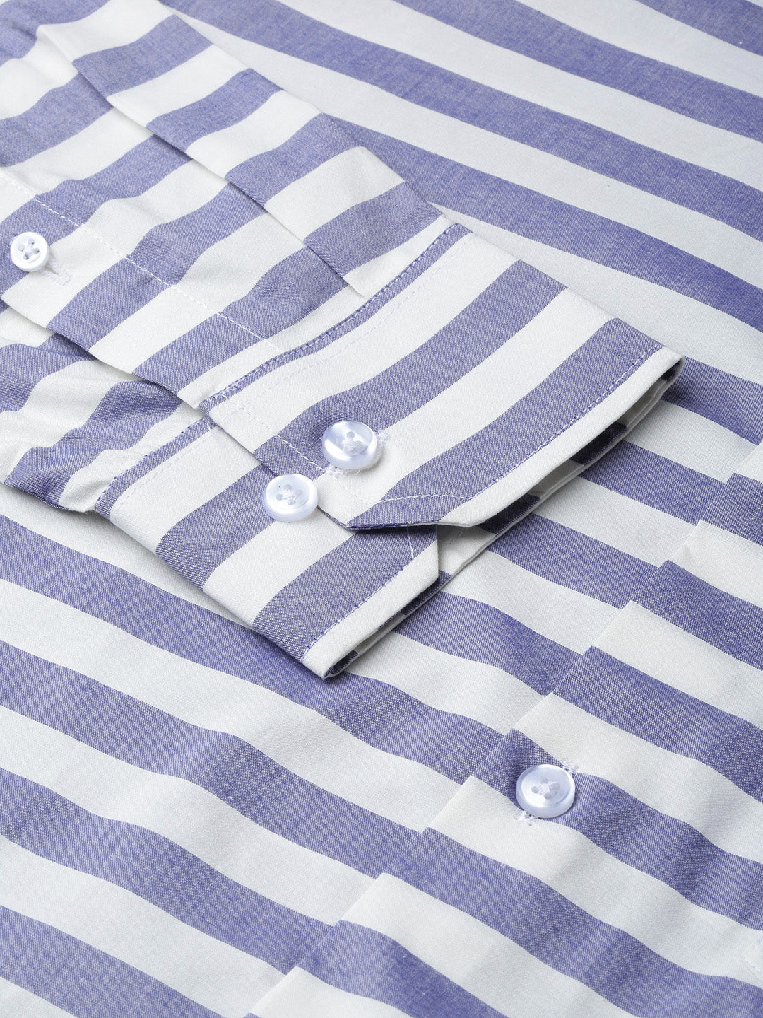 Men White Pure Cotton Striped Slim Fit Formal Shirt