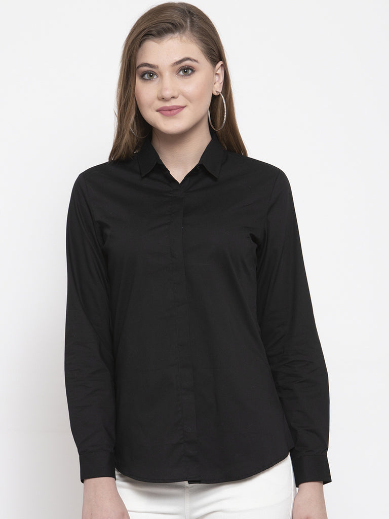 Buy Solid Formal Shirt with Long Sleeves and Button Closure