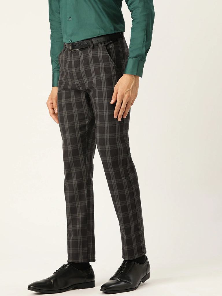 Buy Selected Homme Brownie Checked Slim Fit Flat Front Trousers for Men  Online  Tata CLiQ Luxury