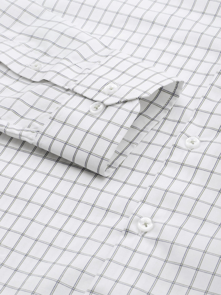 Men White Checked Pure Cotton Slim Fit Formal Shirt