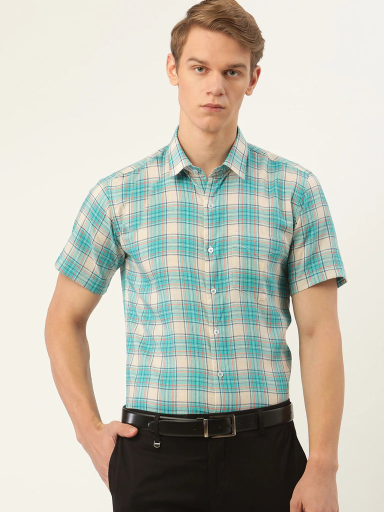 Buy Calvin Klein Mens Short Sleeve Woven Button Down Shirt Blue Bay  Double Pocket Small at Amazonin