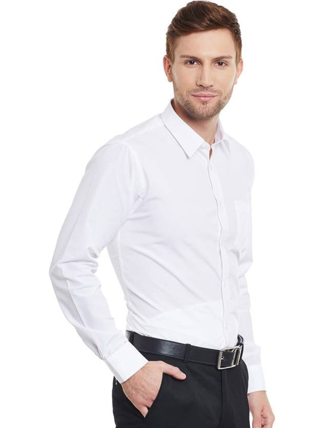 Buy Men White Slim Fit Check Full Sleeves Formal Shirt Online - 729515