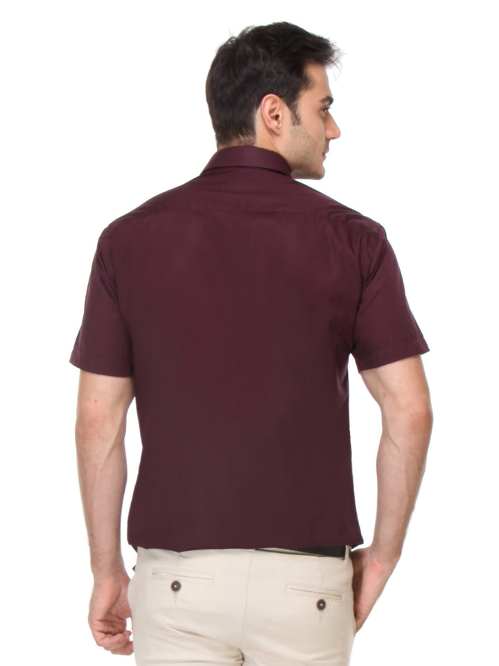 Men Maroon Slim Fit Solid Pure Cotton Formal Shirt