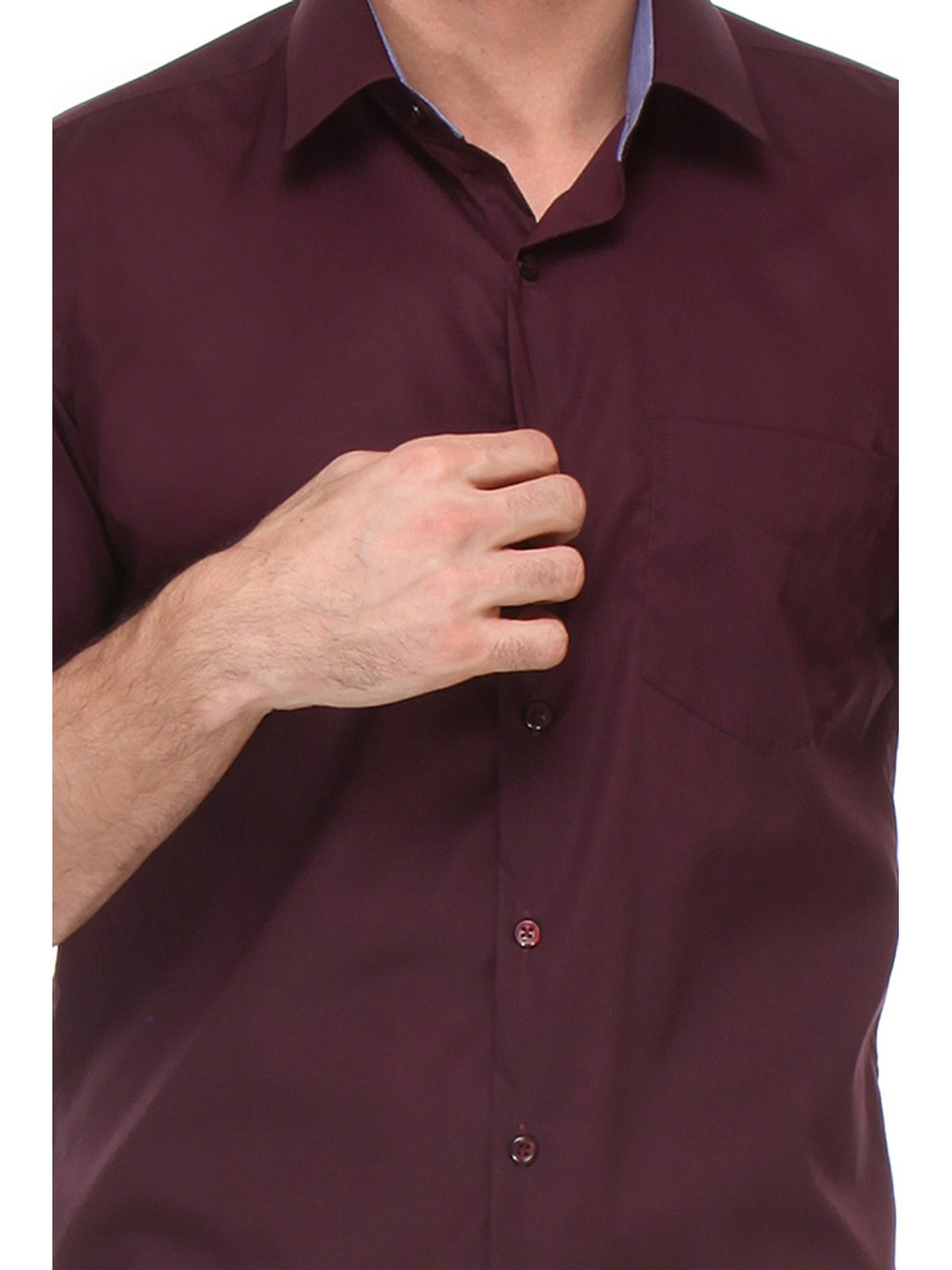 Men Maroon Slim Fit Solid Pure Cotton Formal Shirt