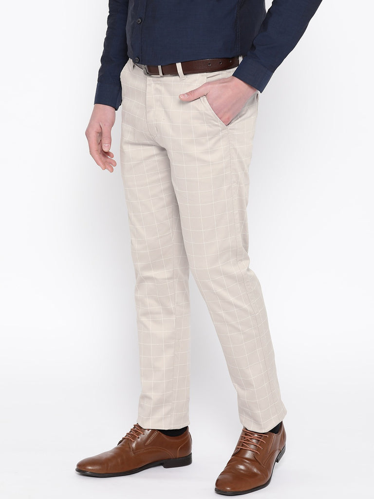 Linen Club Beige Casual MidRise Active Waist Trouser for men