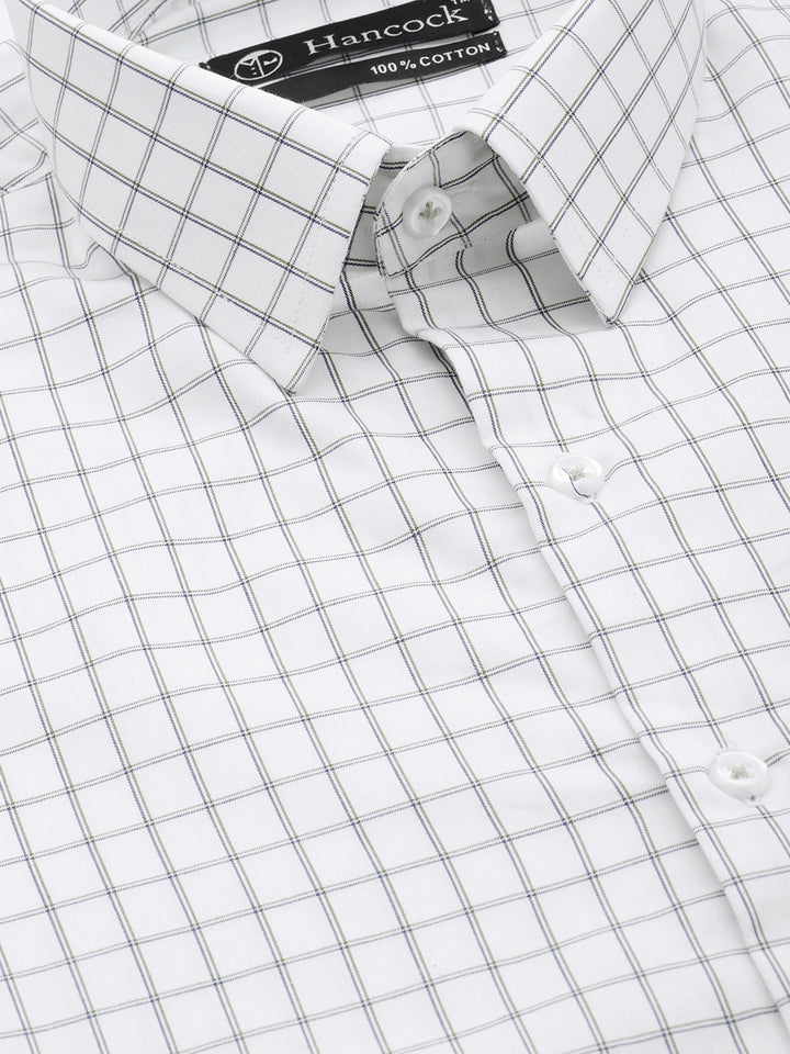 Men White Checked Pure Cotton Slim Fit Formal Shirt