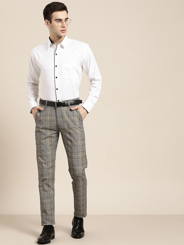 Check Formal Trousers In Beige B95 Hendrick