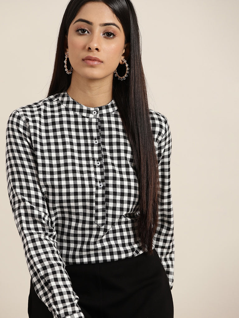 black and white checked shirt womens