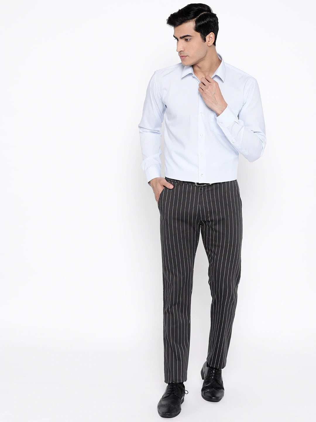 Giorgio Armani Neve pinstriped printed velvet seersucker one-pleat trousers  | GIORGIO ARMANI Man
