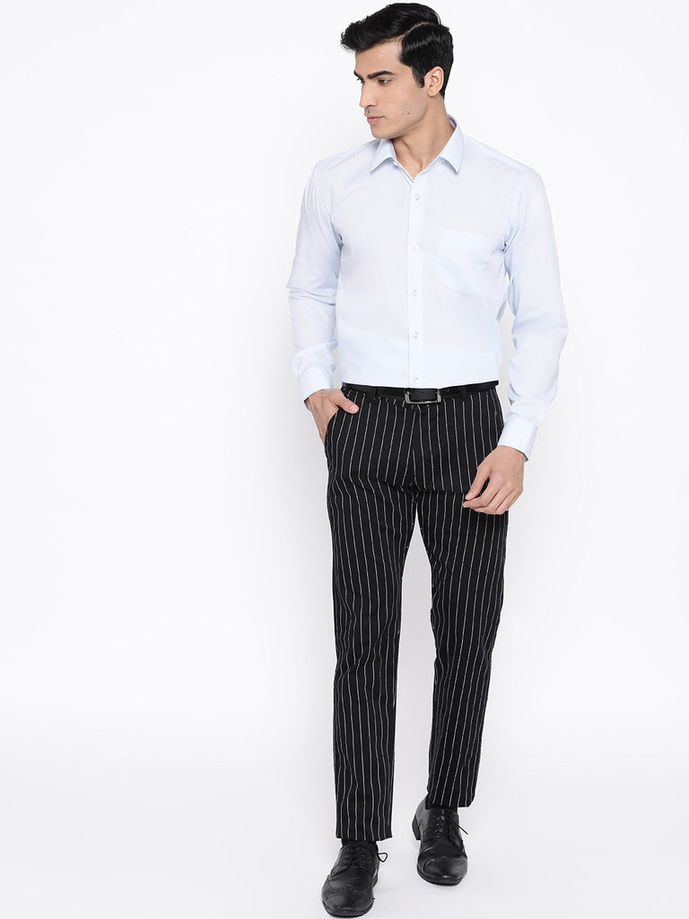 Buy Men Navy Textured Slim Fit Formal Trousers Online  804894  Peter  England